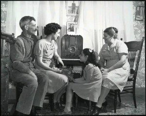 Old Radio Family with Teen Girls